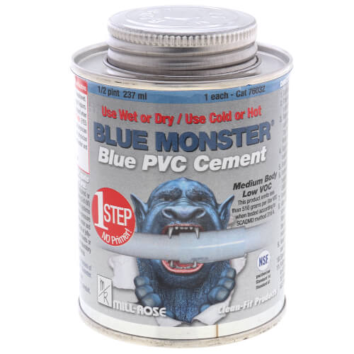 BLUE 1/2 PINT BLUE MONSTER  1-STEP SELF PRIMING CEMENT 8OZ 