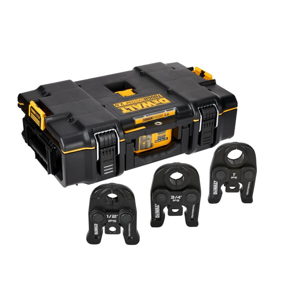 DEWALT DCE202K 1/2, 3/4 AND 1 
INCH IPS MEGA PRESS JAW KIT 
W/CASE (FOR IRON PIPE 
ONLY)(NOT FOR COPPER PRESS)